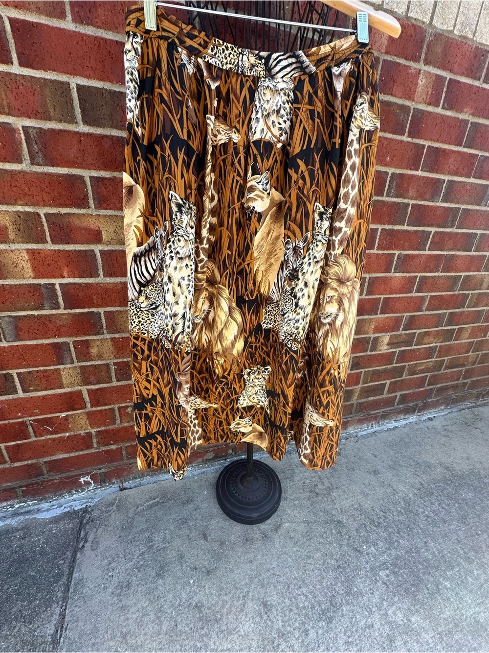 Regina Porter 100% Silk Skirt Safari Print Animal Print BOHO Luxe Vintage Nature - Picture 8 of 11